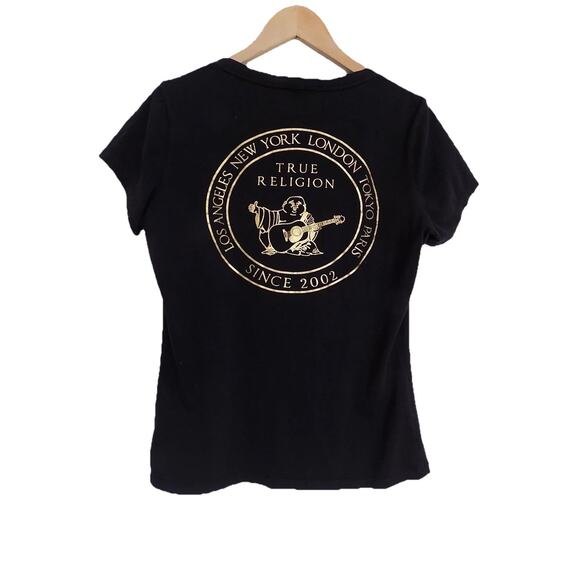 True Religion graphic tee t shirt black short sleeve womens size Medium - Picture 3 of 6